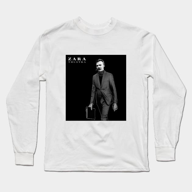 ZaraThustra: Fashionable Freidrich Nietzsche Design Long Sleeve T-Shirt by Jarecrow 